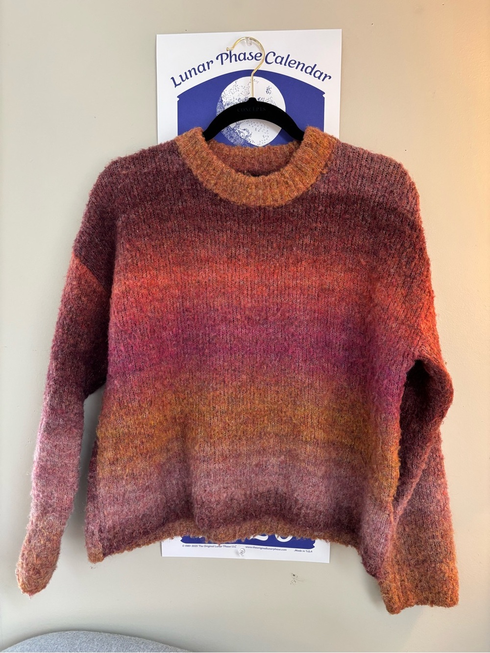 Urban Outfitters Ombre Crewneck Sweater in Rust and Pink